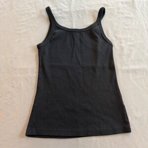 HM Basics Womens Ribbed Tank Top Black Scoop Neck Sleeveless Cotton Blend Size M